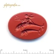 Eros with trident on dolphins