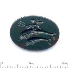 Eros with trident on dolphins