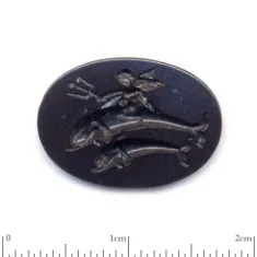 Eros with trident on dolphins